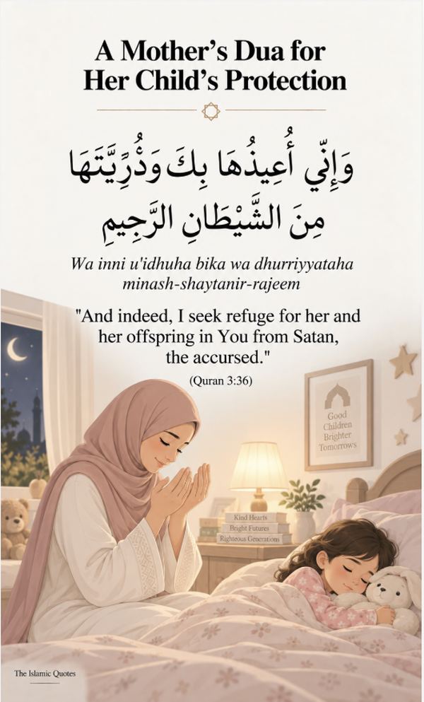 A Mother's Dua for Her Child's Protection quote card