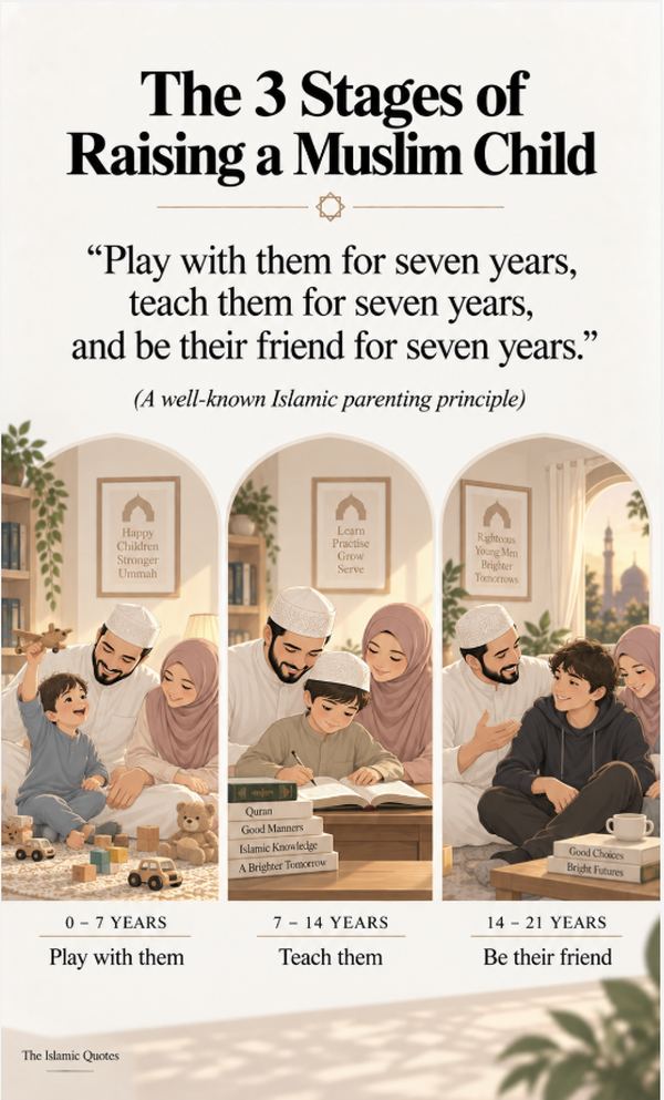 The three stages of raising a Muslim child