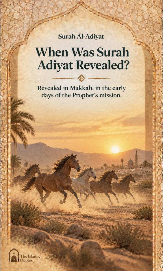 When Was Surah Adiyat Revealed? – Revealed in Makkah, in the early days of the Prophet's ﷺ mission.