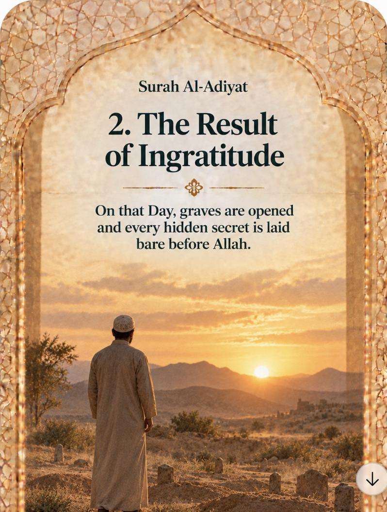 2. The Result of Ingratitude – On that Day, graves are opened and every hidden secret is laid bare before Allah.