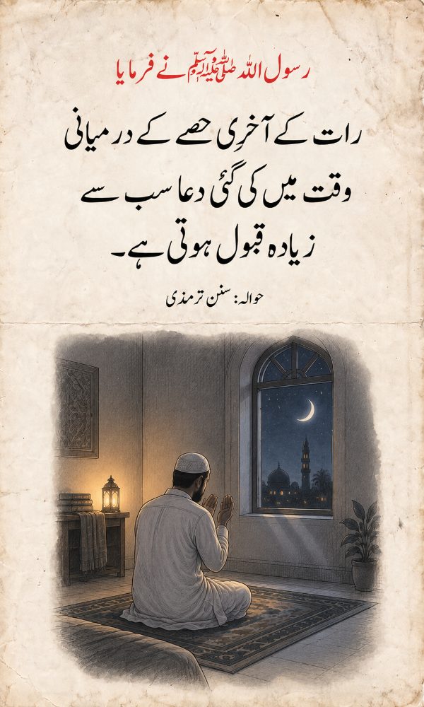 رات کے آخری حصے کی دعا سب سے زیادہ قبول ہوتی ہے – سنن ترمذی کوٹ کارڈ