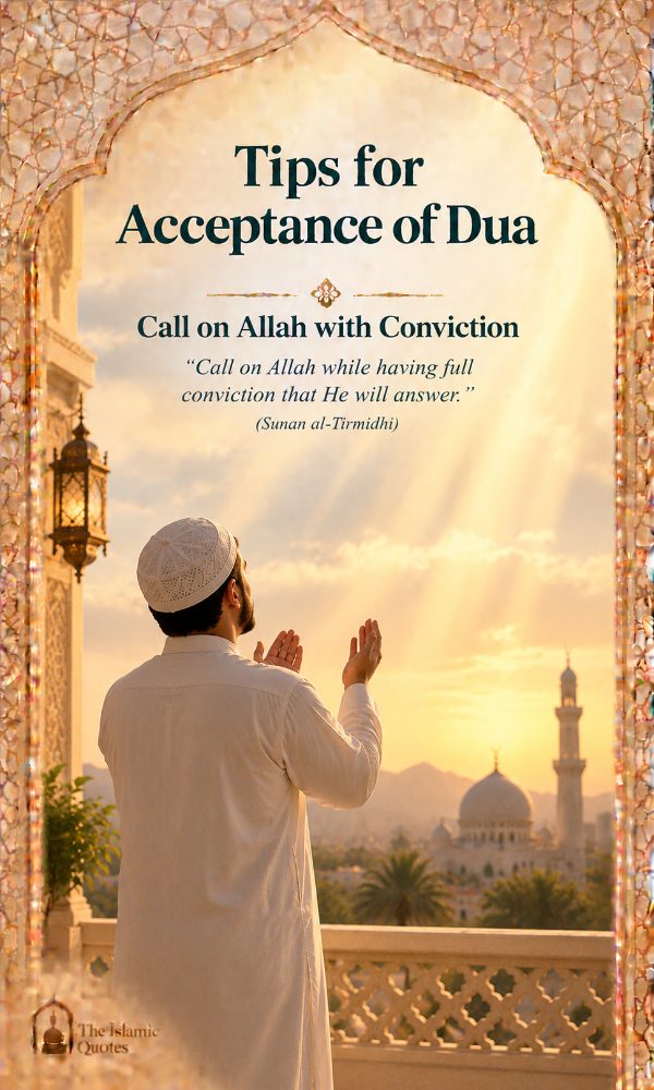 Call on Allah with full conviction that He will answer – Sunan al-Tirmidhi quote card