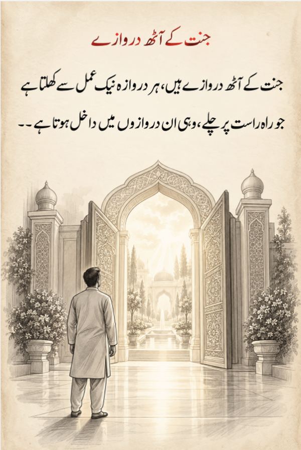 Urdu quote card - jannah eight doors
