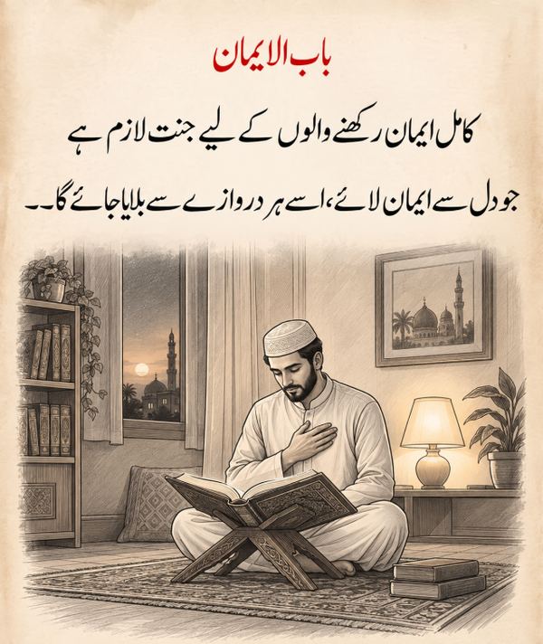 Urdu quote card - baab al-iman faith