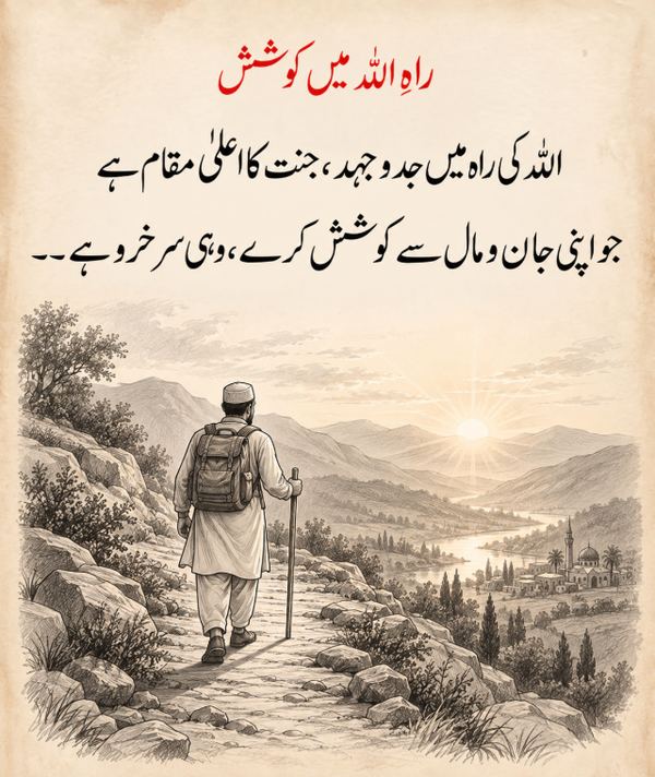 Urdu quote card - striving in Allah's path