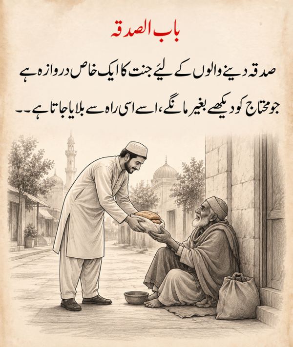 Urdu quote card - baab as-sadaqah charity