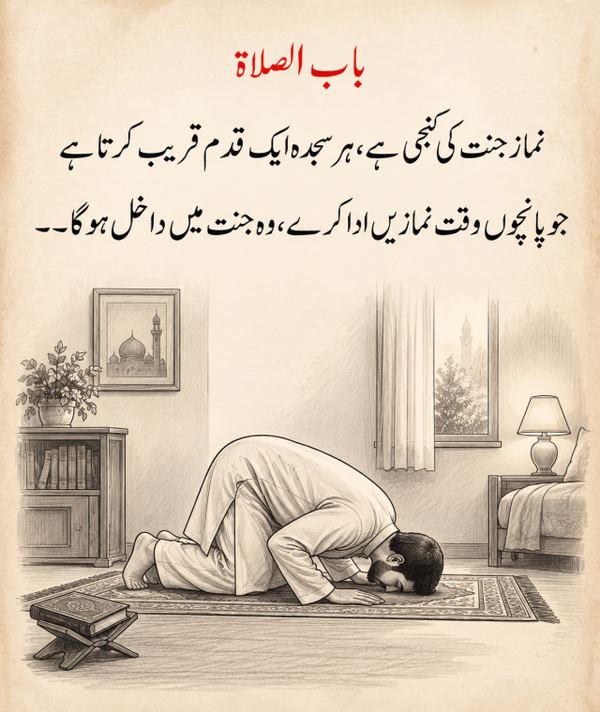 Urdu quote card - baab as-salaat prayer