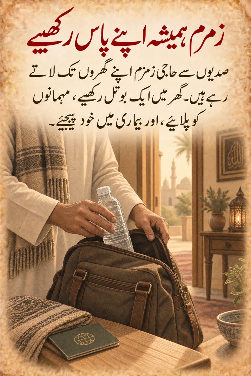 زمزم ہمیشہ اپنے پاس رکھیے