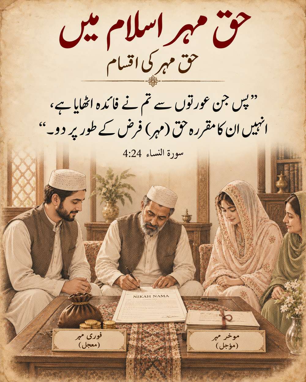 حق مہر کی اقسام - سورۃ النساء 4:24