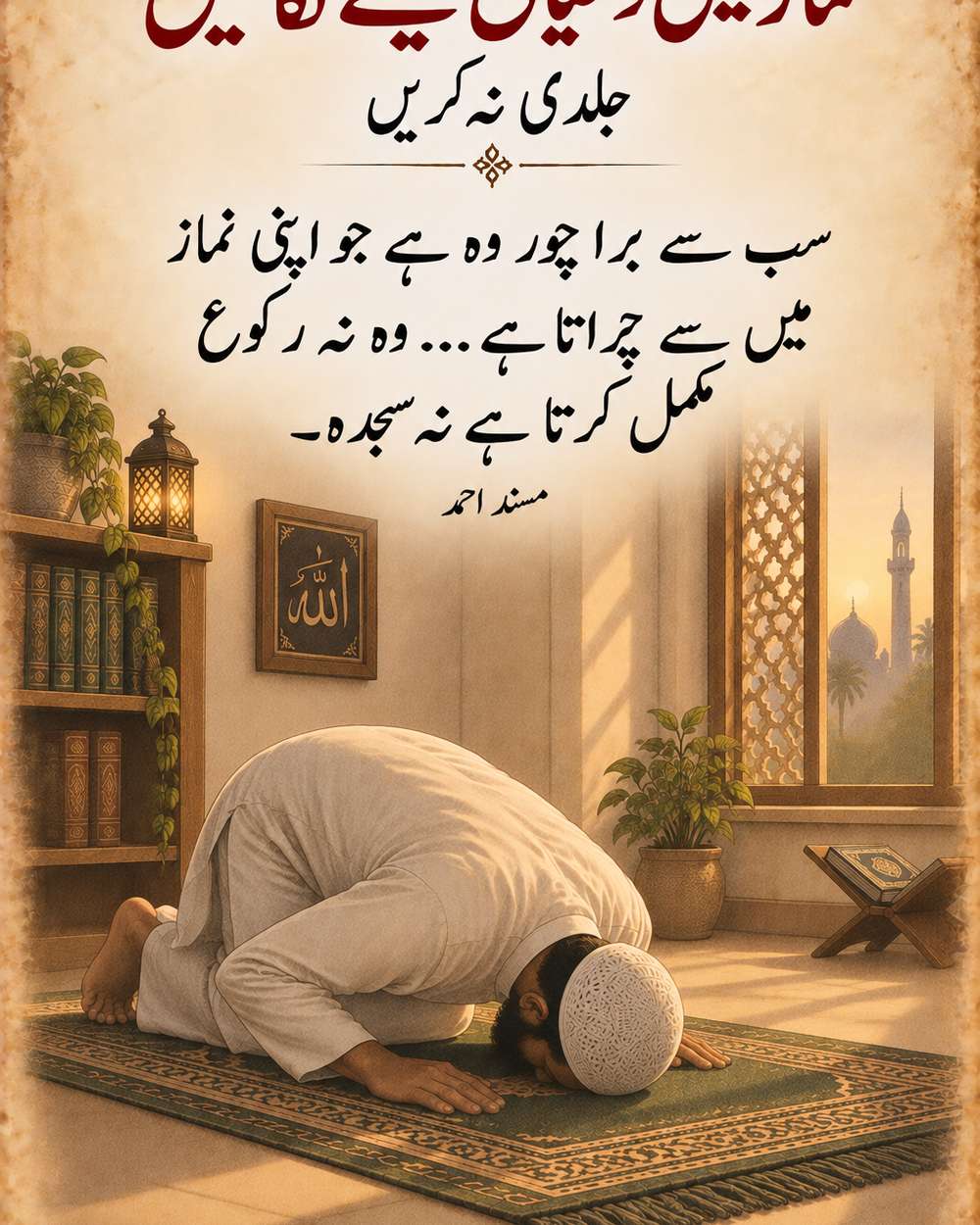 نماز میں جلدی نہ کریں - مسند احمد