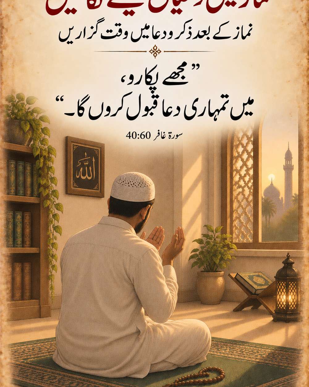 نماز کے بعد ذکر و دعا میں وقت گزاریں - سورۃ غافر 40:60