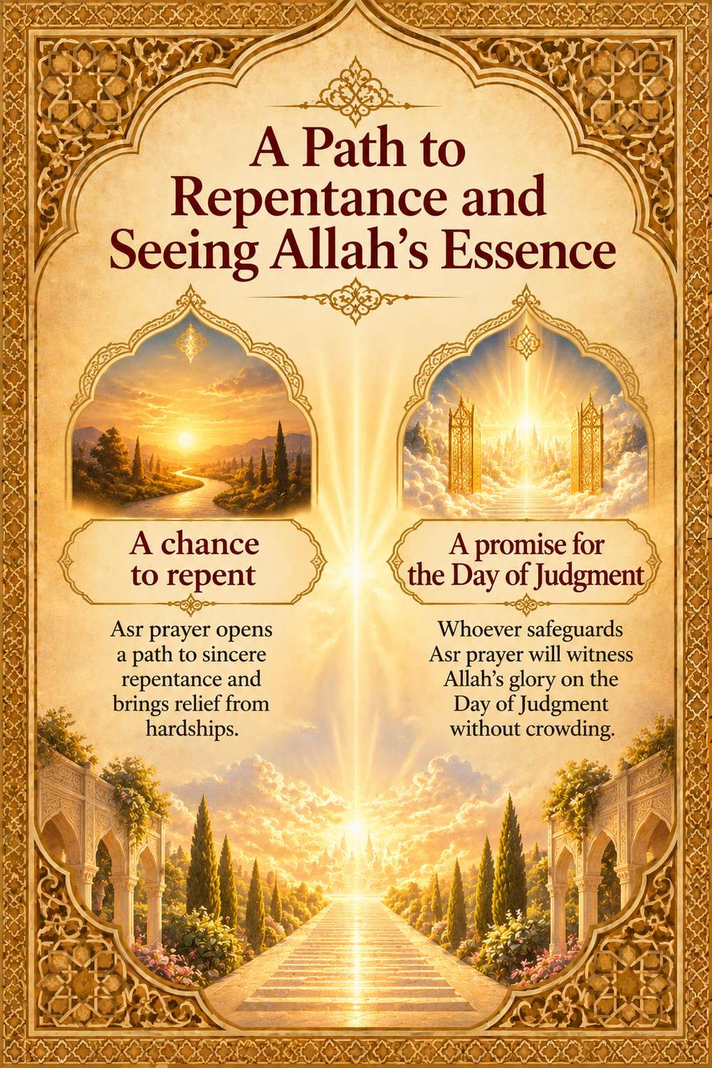 A path to repentance and seeing Allah's essence on Judgment Day