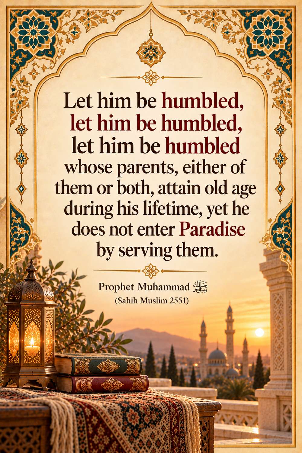 Hadith on honoring parents in old age - Sahih Muslim 2551