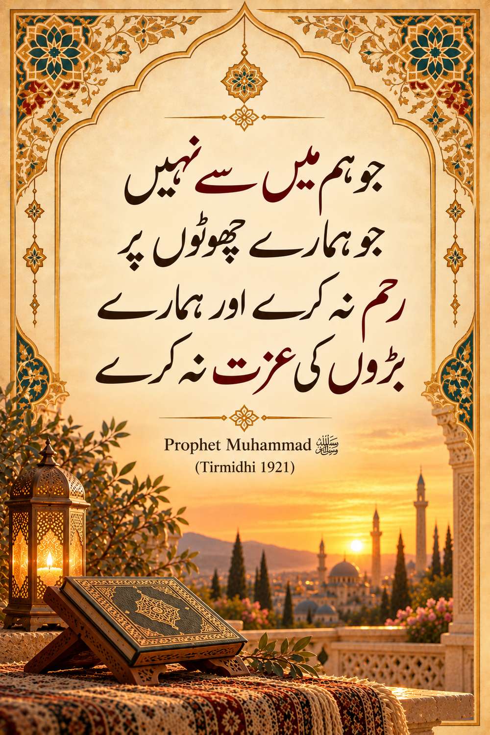 جو ہم میں سے نہیں جو ہمارے چھوٹوں پر رحم نہ کرے اور ہمارے بڑوں کی عزت نہ کرے - اختتامی حدیث